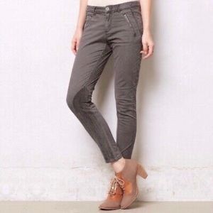 Anthropologie‎ Pilcro Gray Zipper Velvet Moto Jeans